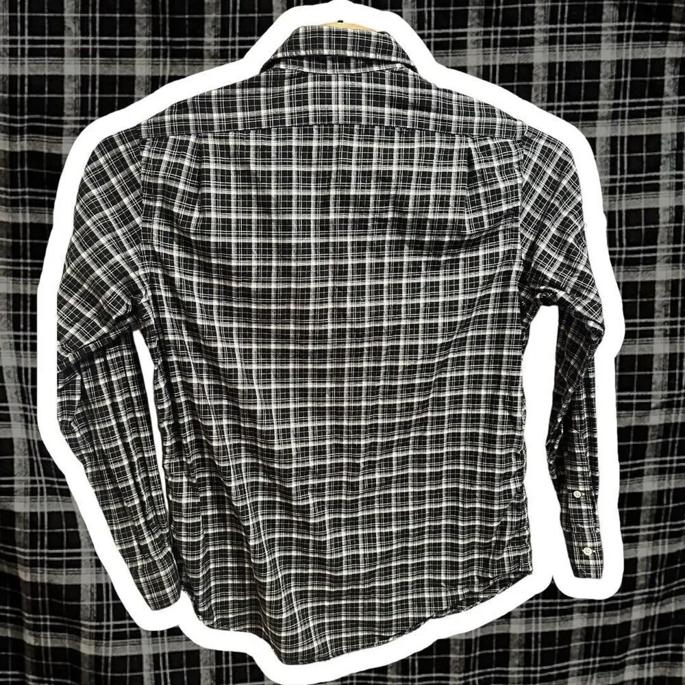Mens Polo Ralph Lauren Long Sleeve Black/White Plaid‎ Button Up Shirt Large